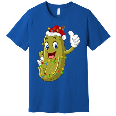 Pickle Fruit Lover Xmas Santa Hat Pickle Christmas Gift Premium T-Shirt