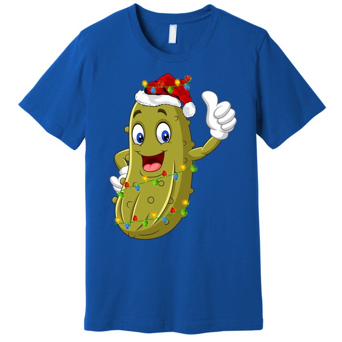 Pickle Fruit Lover Xmas Santa Hat Pickle Christmas Gift Premium T-Shirt