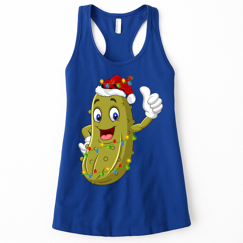 Pickle Fruit Lover Xmas Santa Hat Pickle Christmas Gift Womens Tank Top