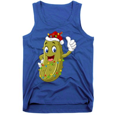 Pickle Fruit Lover Xmas Santa Hat Pickle Christmas Gift Tank Top