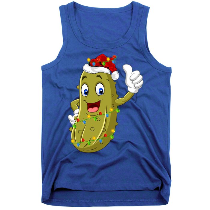 Pickle Fruit Lover Xmas Santa Hat Pickle Christmas Gift Tank Top