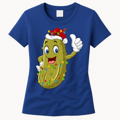 Pickle Fruit Lover Xmas Santa Hat Pickle Christmas Gift Womens T-Shirt
