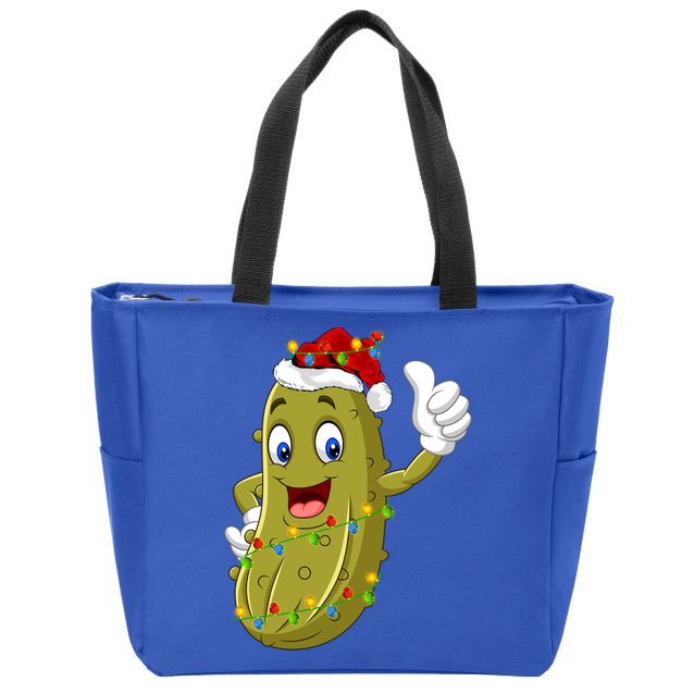 Pickle Fruit Lover Xmas Santa Hat Pickle Christmas Gift Zip Tote Bag