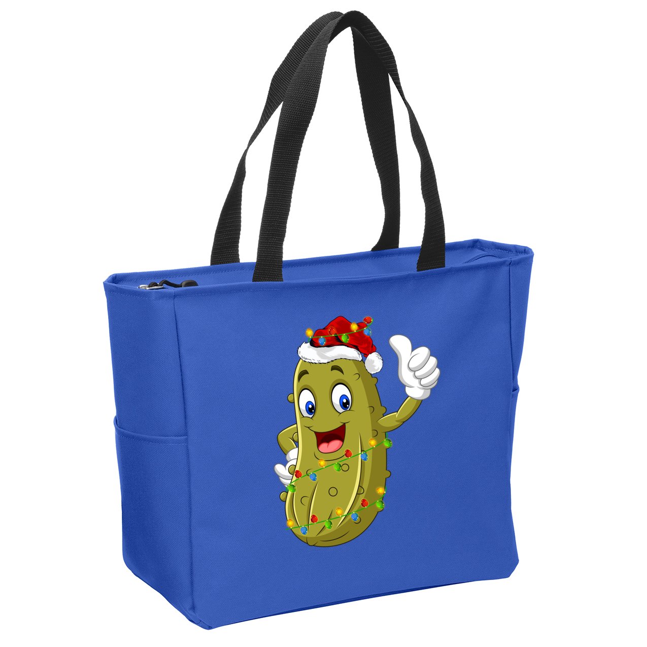 Pickle Fruit Lover Xmas Santa Hat Pickle Christmas Gift Zip Tote Bag