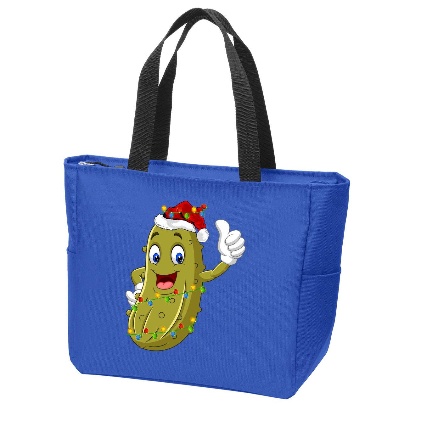 Pickle Fruit Lover Xmas Santa Hat Pickle Christmas Gift Zip Tote Bag