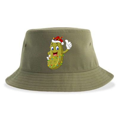 Pickle Fruit Lover Xmas Santa Hat Pickle Christmas Gift Sustainable Bucket Hat