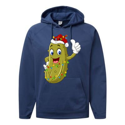 Pickle Fruit Lover Xmas Santa Hat Pickle Christmas Gift Performance Fleece Hoodie