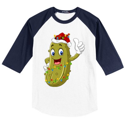 Pickle Fruit Lover Xmas Santa Hat Pickle Christmas Gift Baseball Sleeve Shirt