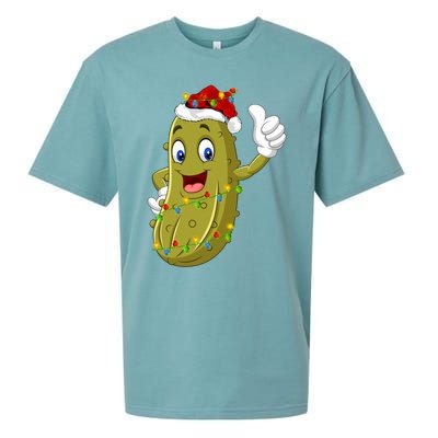 Pickle Fruit Lover Xmas Santa Hat Pickle Christmas Gift Sueded Cloud Jersey T-Shirt