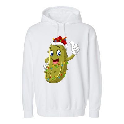 Pickle Fruit Lover Xmas Santa Hat Pickle Christmas Gift Garment-Dyed Fleece Hoodie