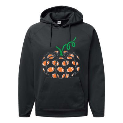 Pumpkin Football Lazy Halloween Costume Cool Sport Performance Fleece Hoodie