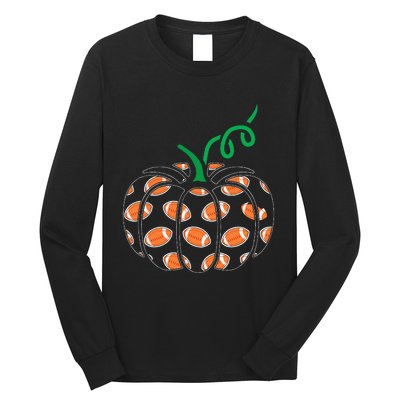 Pumpkin Football Lazy Halloween Costume Cool Sport Long Sleeve Shirt