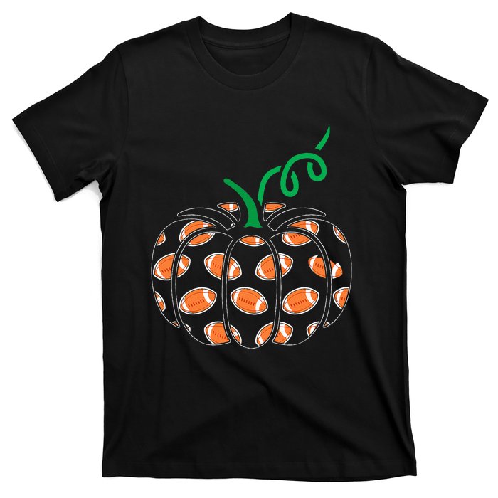 Pumpkin Football Lazy Halloween Costume Cool Sport T-Shirt