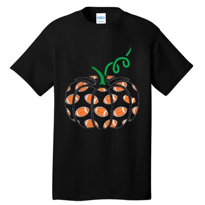 Pumpkin Football Lazy Halloween Costume Cool Sport Tall T-Shirt