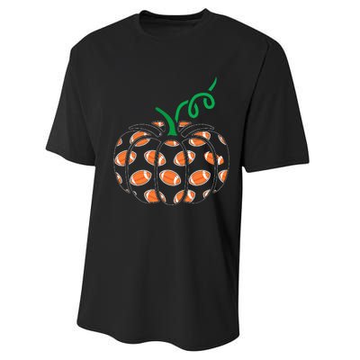 Pumpkin Football Lazy Halloween Costume Cool Sport Performance Sprint T-Shirt