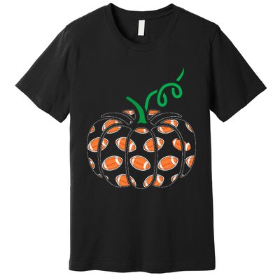 Pumpkin Football Lazy Halloween Costume Cool Sport Premium T-Shirt