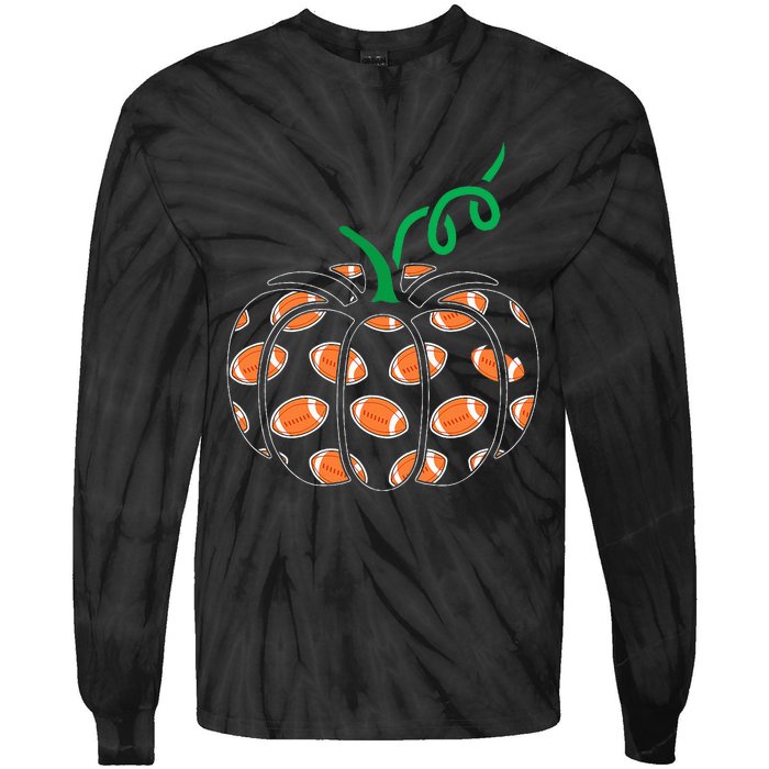 Pumpkin Football Lazy Halloween Costume Cool Sport Tie-Dye Long Sleeve Shirt