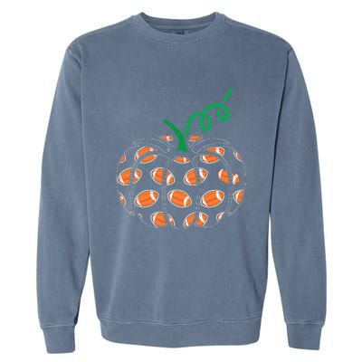 Pumpkin Football Lazy Halloween Costume Cool Sport Garment-Dyed Sweatshirt