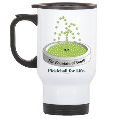 Pickleball For Life Fountain Green Stainless Steel Travel Mug