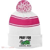 Pray For Lahaina Maui Hawaii Strong Wildfire Support  Strong Maui Stripe Pom Pom Beanie