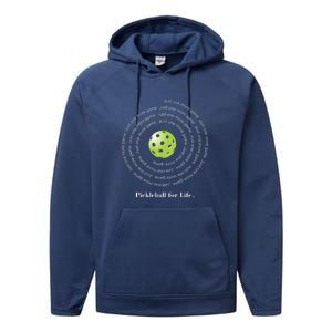 Pickleball For Life One More Game Spiral Performance Fleece Hoodie