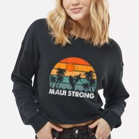 Pray For Maui Hawaii Strong Maui Cropped Pullover Crew