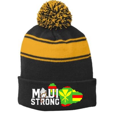 Pray For Maui Hawaii Strong Stripe Pom Pom Beanie