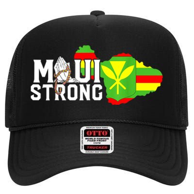 Pray For Maui Hawaii Strong High Crown Mesh Back Trucker Hat