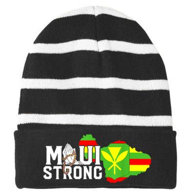 Pray For Maui Hawaii Strong Striped Beanie with Solid Band