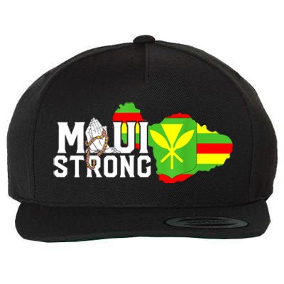 Pray For Maui Hawaii Strong Wool Snapback Cap