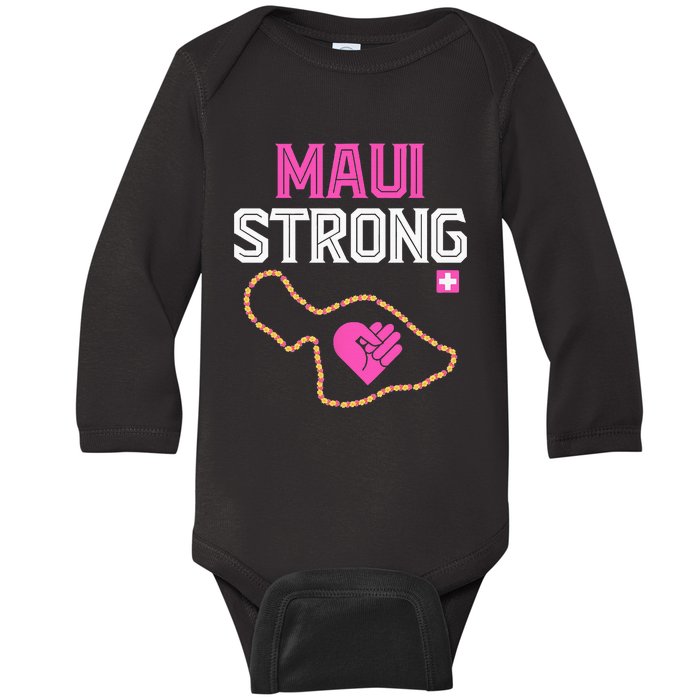 Pray For Maui Hawaii Strong Baby Long Sleeve Bodysuit