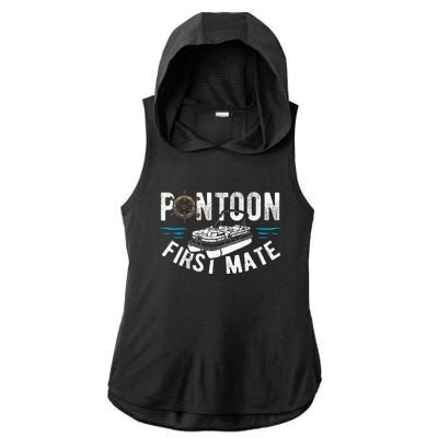 Pontoon First Mate Pontoon Boating Captain Pontoon Boat Ladies PosiCharge Tri-Blend Wicking Draft Hoodie Tank