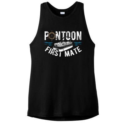 Pontoon First Mate Pontoon Boating Captain Pontoon Boat Ladies PosiCharge Tri-Blend Wicking Tank