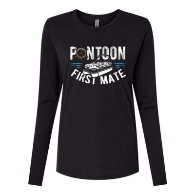 Pontoon First Mate Pontoon Boating Captain Pontoon Boat Womens Cotton Relaxed Long Sleeve T-Shirt