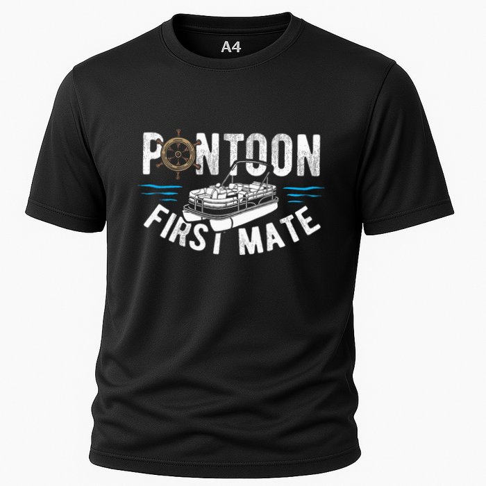 Pontoon First Mate Pontoon Boating Captain Pontoon Boat Cooling Performance Crew T-Shirt