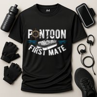 Pontoon First Mate Pontoon Boating Captain Pontoon Boat Cooling Performance Crew T-Shirt