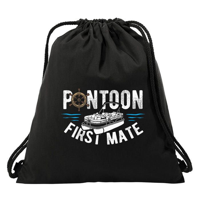 Pontoon First Mate Pontoon Boating Captain Pontoon Boat Drawstring Bag