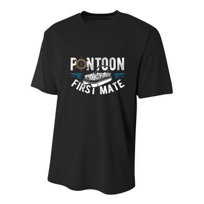Pontoon First Mate Pontoon Boating Captain Pontoon Boat Youth Performance Sprint T-Shirt