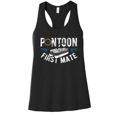 Pontoon First Mate Pontoon Boating Captain Pontoon Boat Women's Racerback Tank