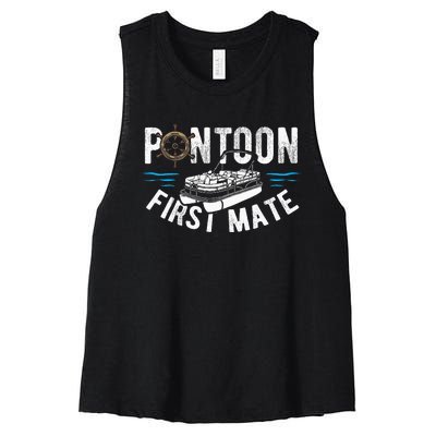 Pontoon First Mate Pontoon Boating Captain Pontoon Boat Women's Racerback Cropped Tank