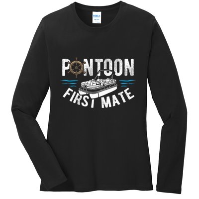 Pontoon First Mate Pontoon Boating Captain Pontoon Boat Ladies Long Sleeve Shirt