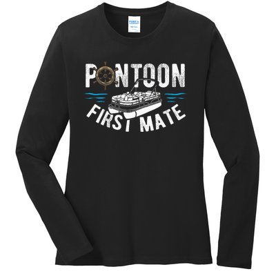 Pontoon First Mate Pontoon Boating Captain Pontoon Boat Ladies Long Sleeve Shirt