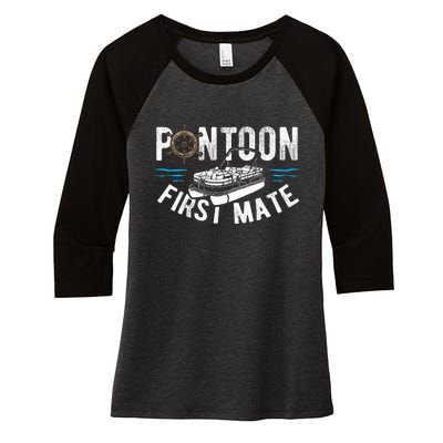 Pontoon First Mate Pontoon Boating Captain Pontoon Boat Women's Tri-Blend 3/4-Sleeve Raglan Shirt