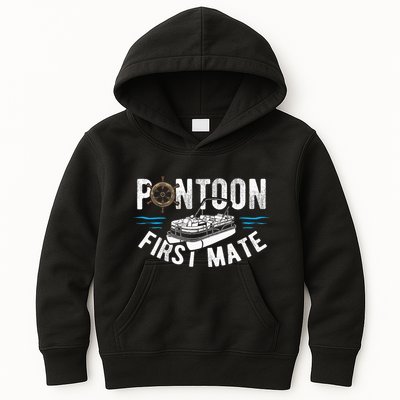 Pontoon First Mate Pontoon Boating Captain Pontoon Boat Kids Hoodie