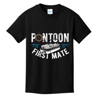 Pontoon First Mate Pontoon Boating Captain Pontoon Boat Kids T-Shirt