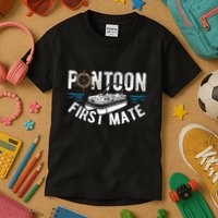 Pontoon First Mate Pontoon Boating Captain Pontoon Boat Kids T-Shirt