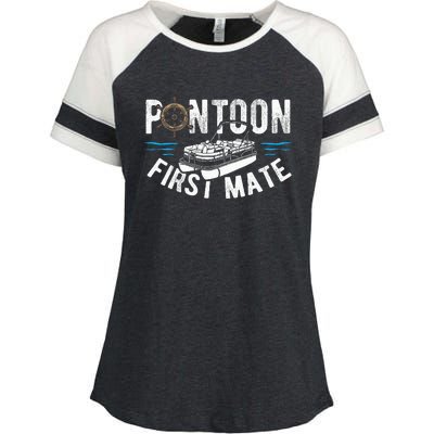 Pontoon First Mate Pontoon Boating Captain Pontoon Boat Enza Ladies Jersey Colorblock Tee