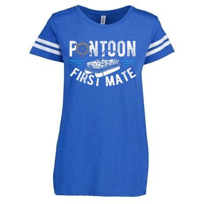 Pontoon First Mate Pontoon Boating Captain Pontoon Boat Enza Ladies Jersey Football T-Shirt