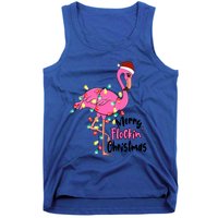 Pink Flamingo Merry Flocking Christmas Tree Lights Cute Gift Tank Top