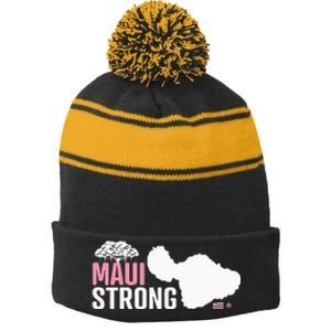 Pray For Maui Hawaii Strong Stripe Pom Pom Beanie